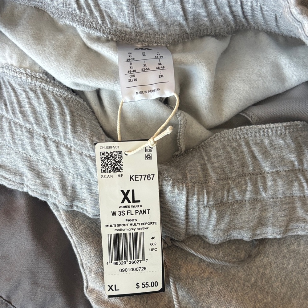 adidas Gray Track Joggers with White Stripes - XL - Picture 3 of 5